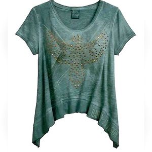 HARLEY-DAVIDSON: Women's Multi-Stud Short Sleeve Sharkbite Hem Tee -Size Small